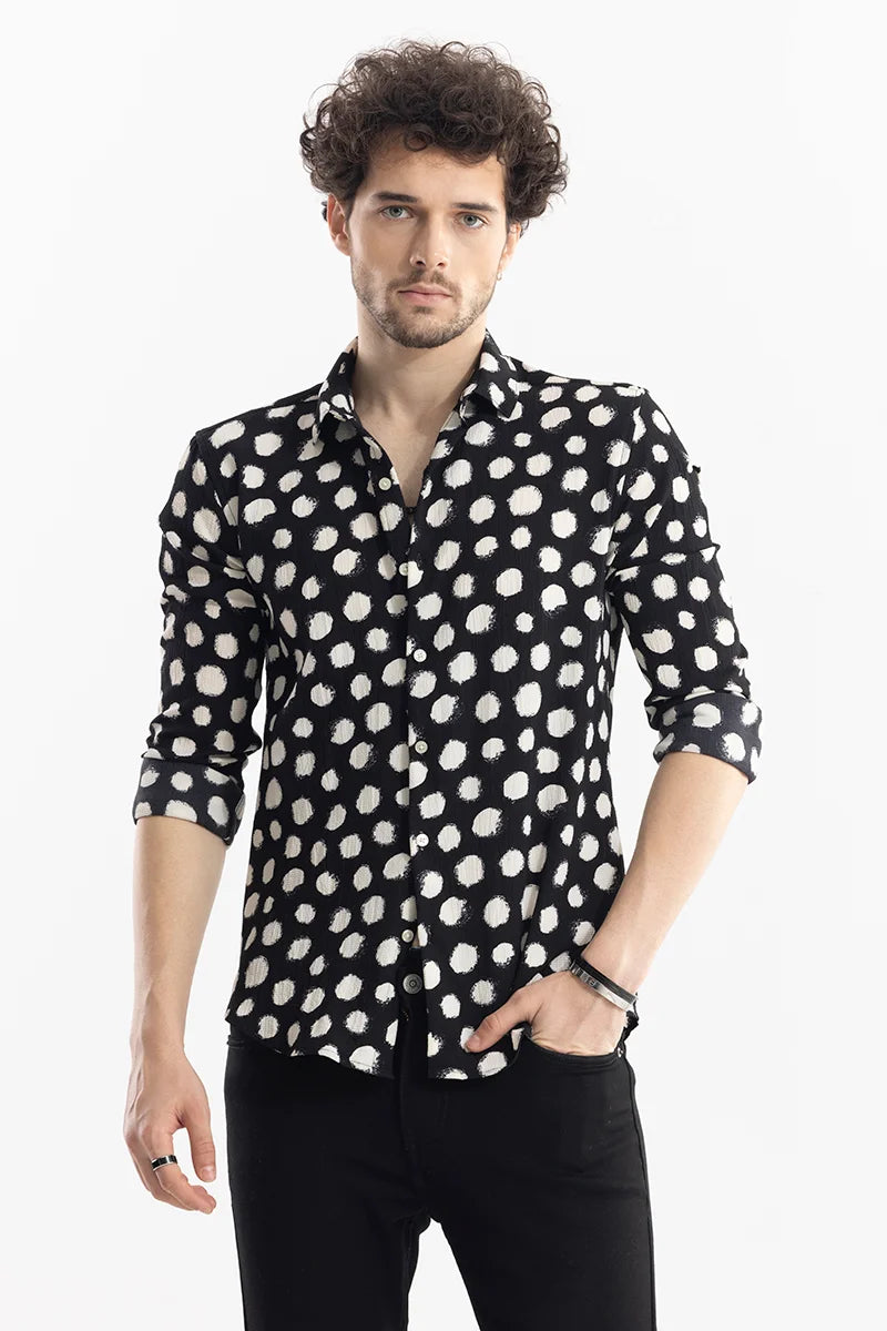 Speckled Print Black Shirt