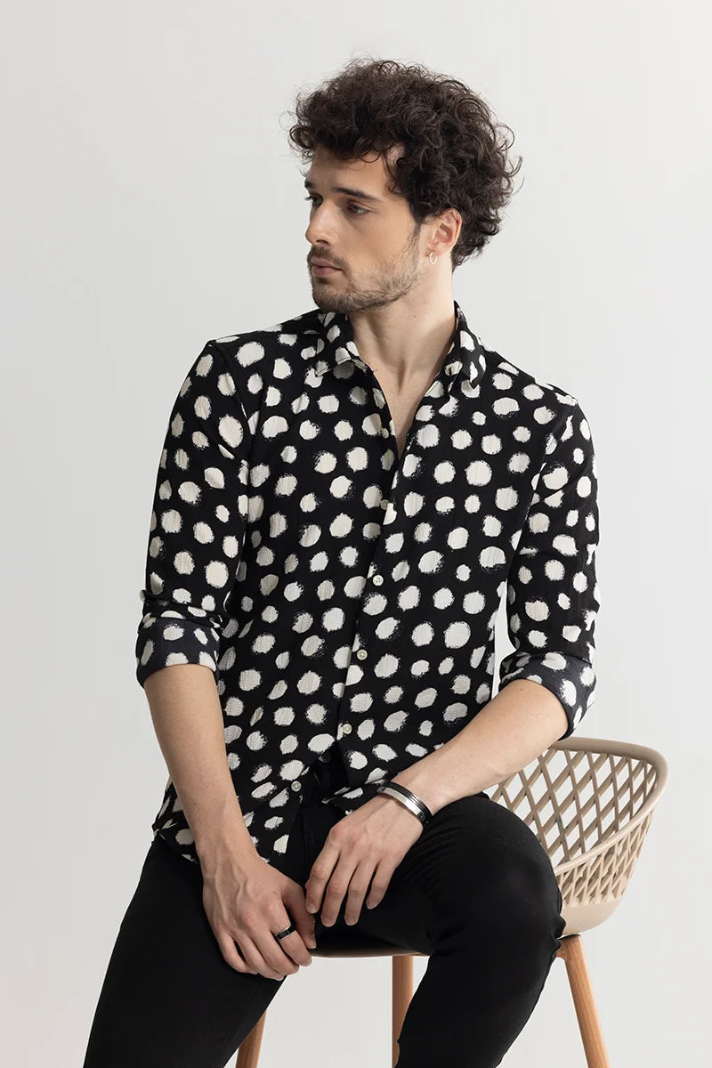 Speckled Print Black Shirt