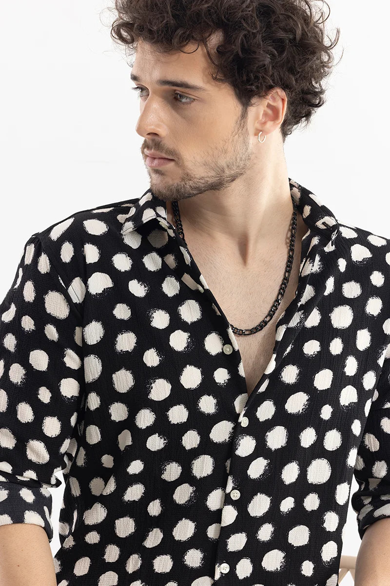 Speckled Print Black Shirt