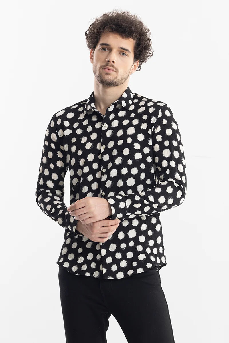 Speckled Print Black Shirt