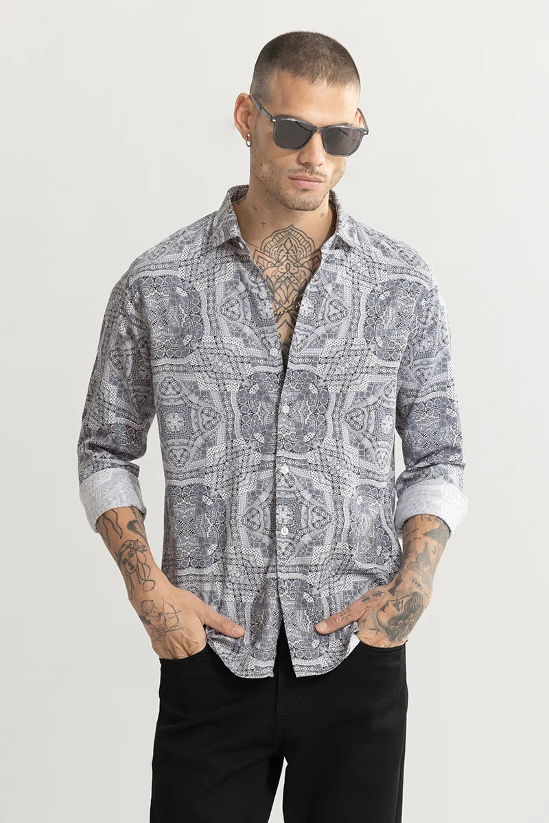 Facet Mandala Light Grey Shirt