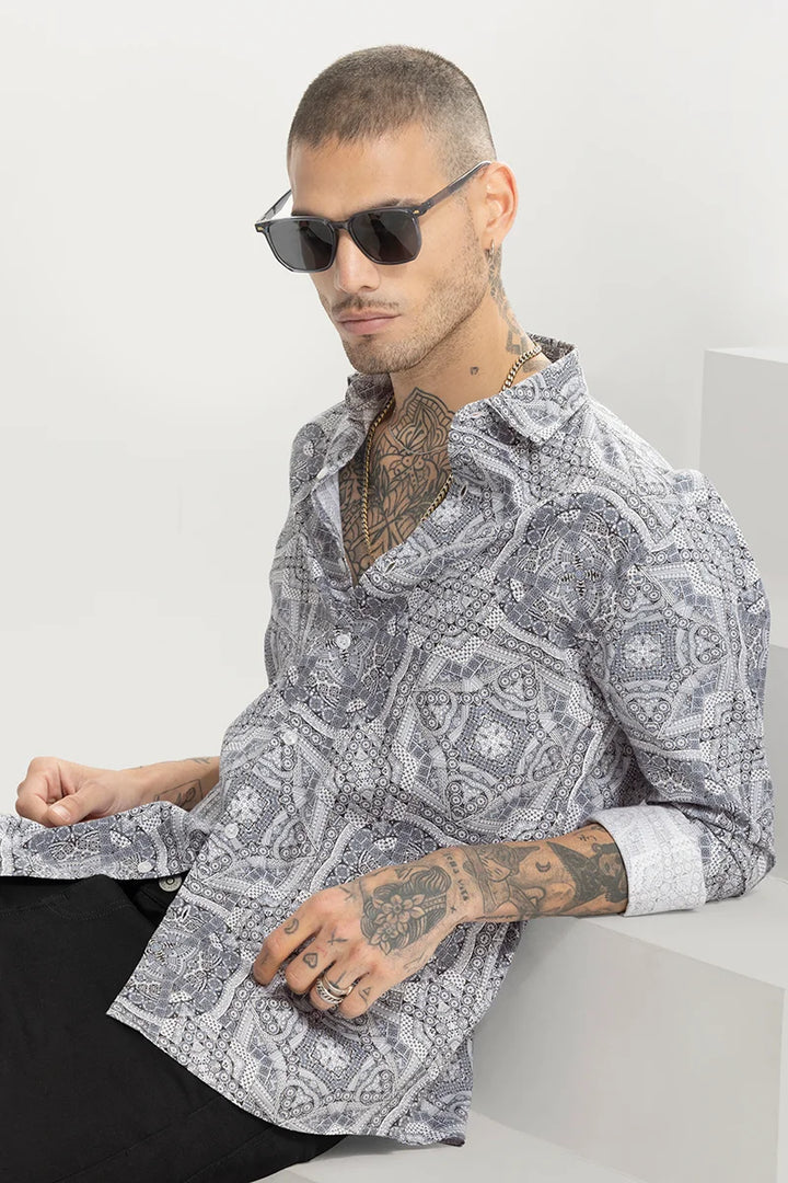 Facet Mandala Light Grey Shirt