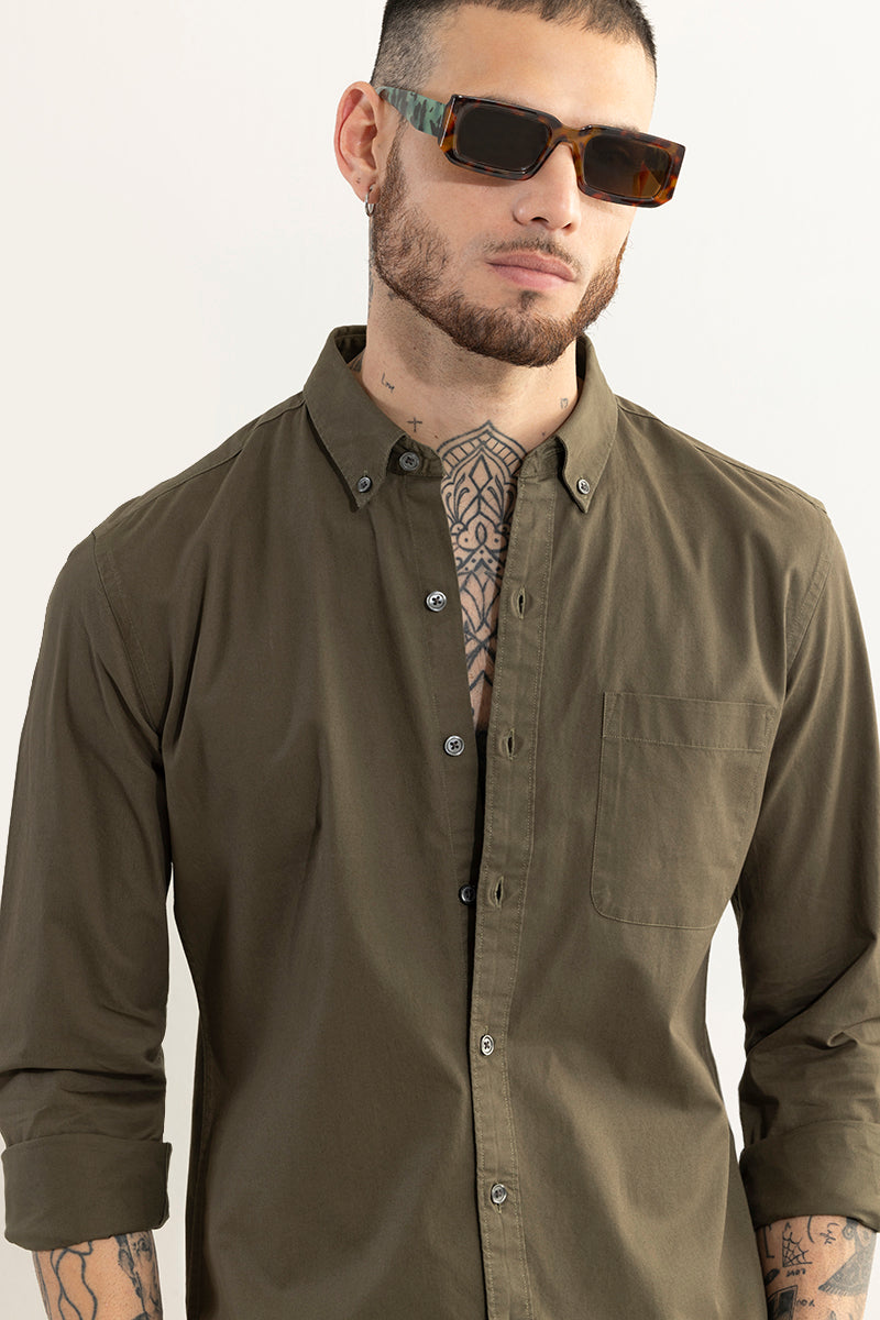 Buy Men's Meteorite Olive Shirt Online | SNITCH