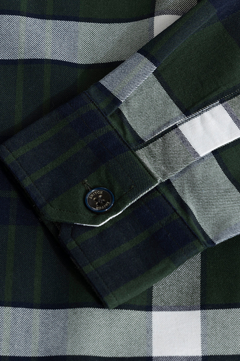 Grid Hatch Green Checks Shirt