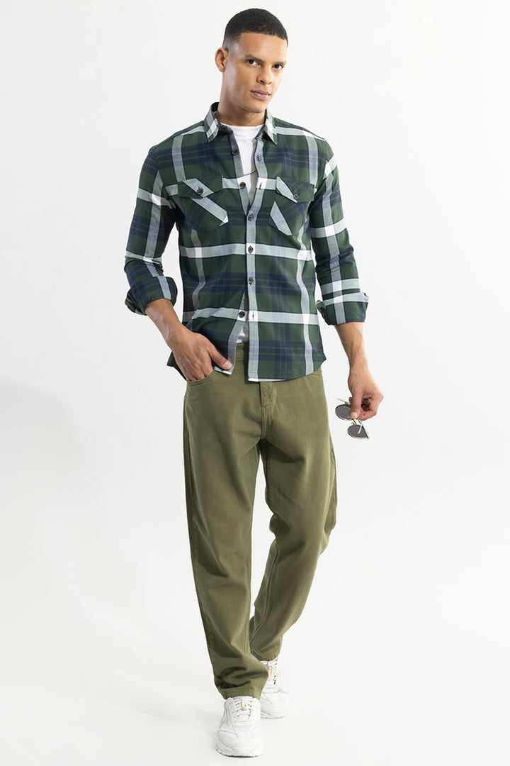 Grid Hatch Green Checks Shirt