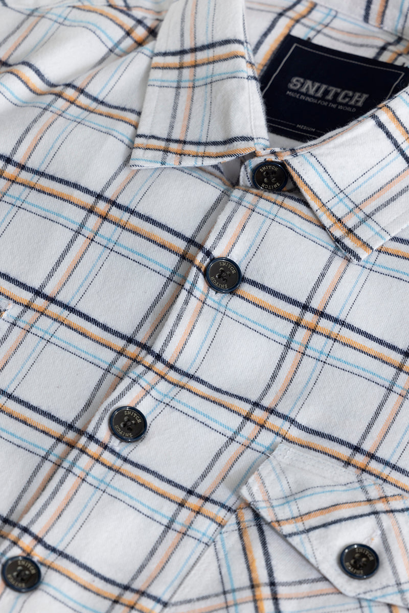 Grid Hatch White Checks Shirt