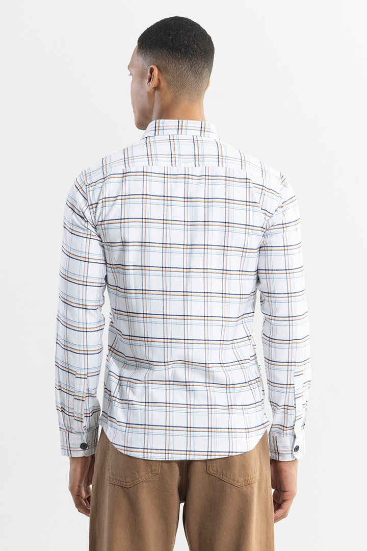 Grid Hatch White Checks Shirt