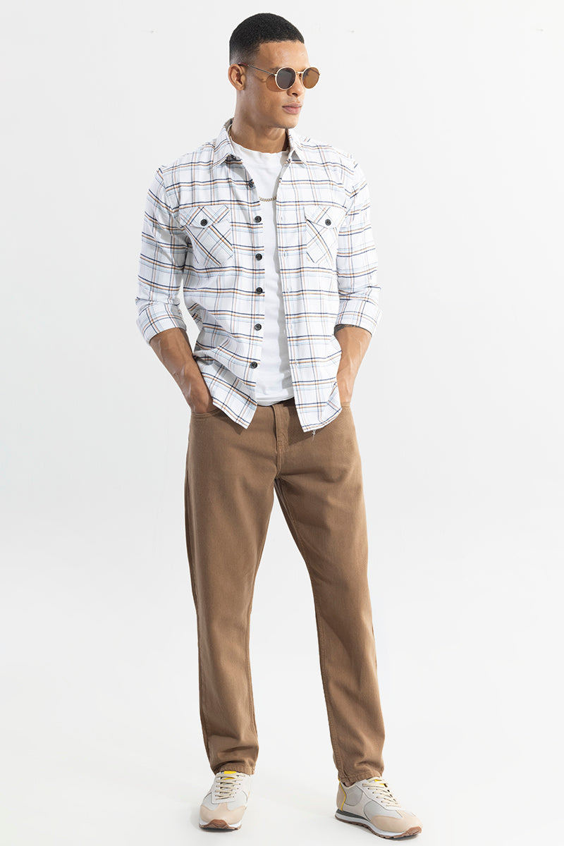 Grid Hatch White Checks Shirt