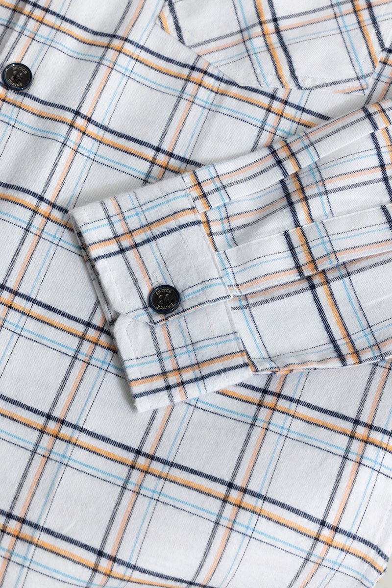 Grid Hatch White Checks Shirt