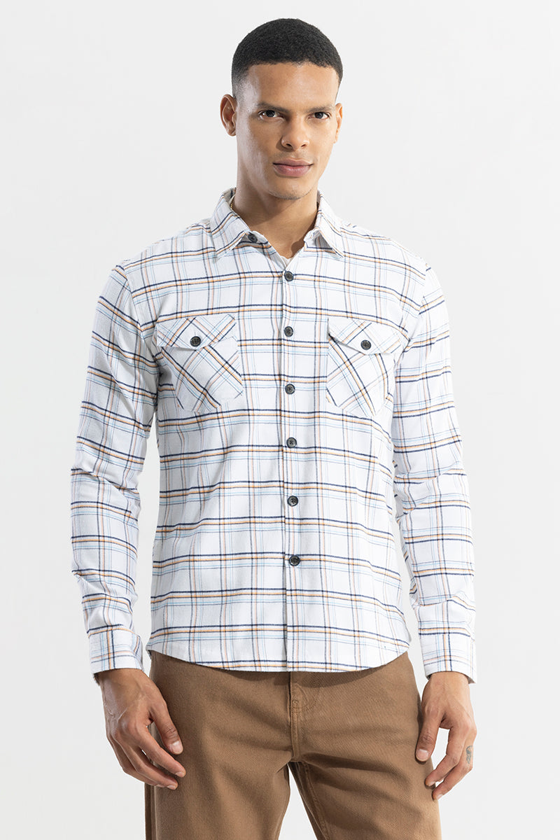 Grid Hatch White Checks Shirt