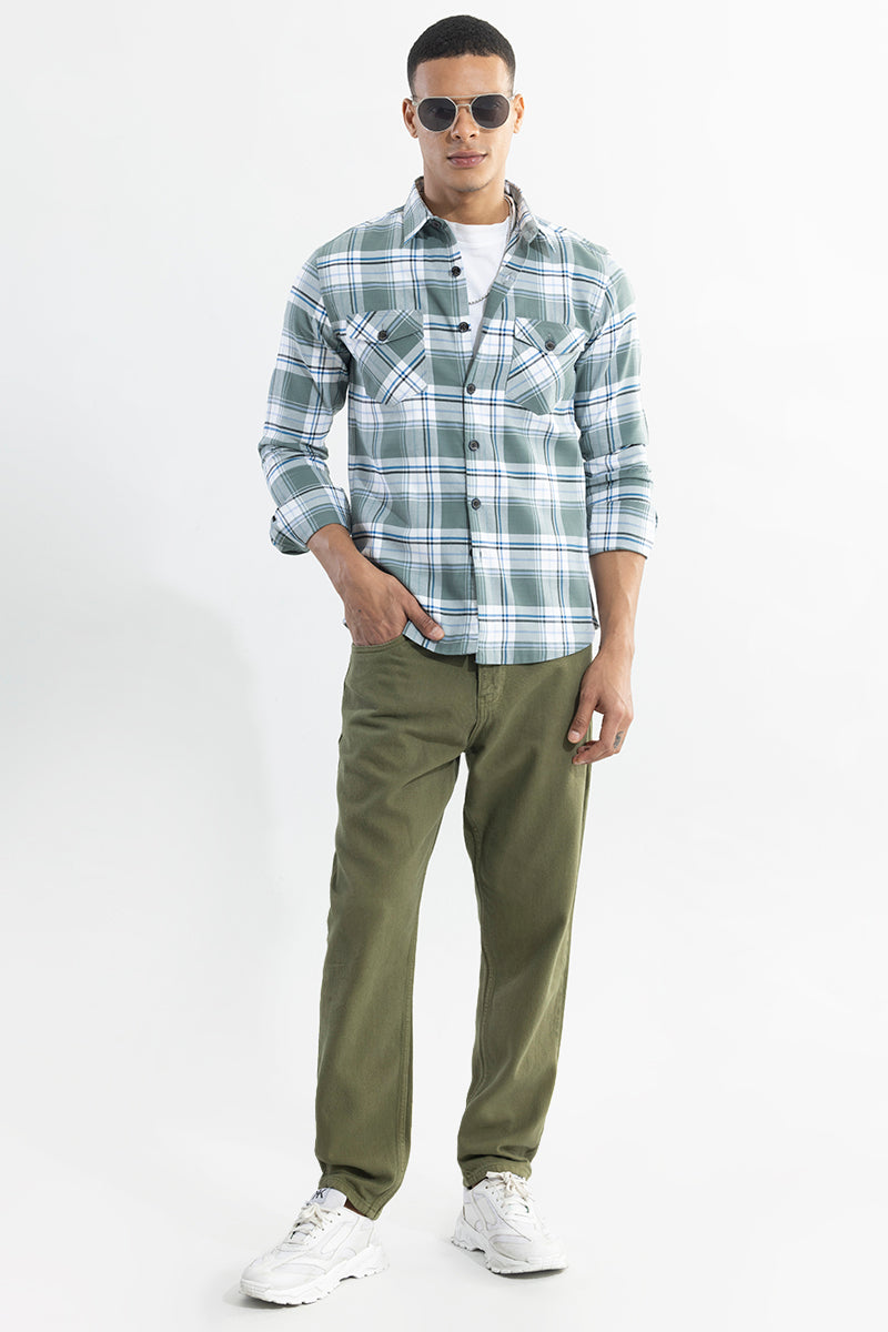 Grid Hatch Fern Green Checks Shirt