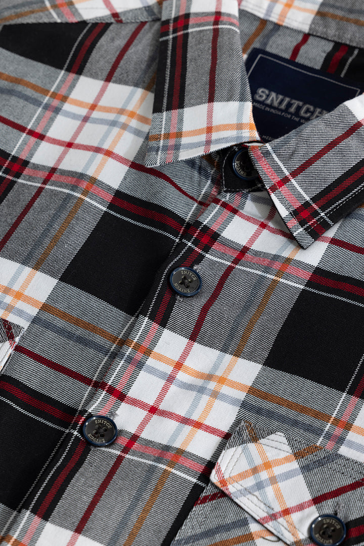 Grid Hatch Fog Grey Checks Shirt