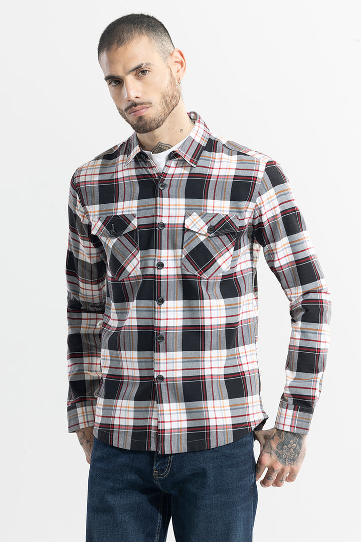 Grid Hatch Fog Grey Checks Shirt