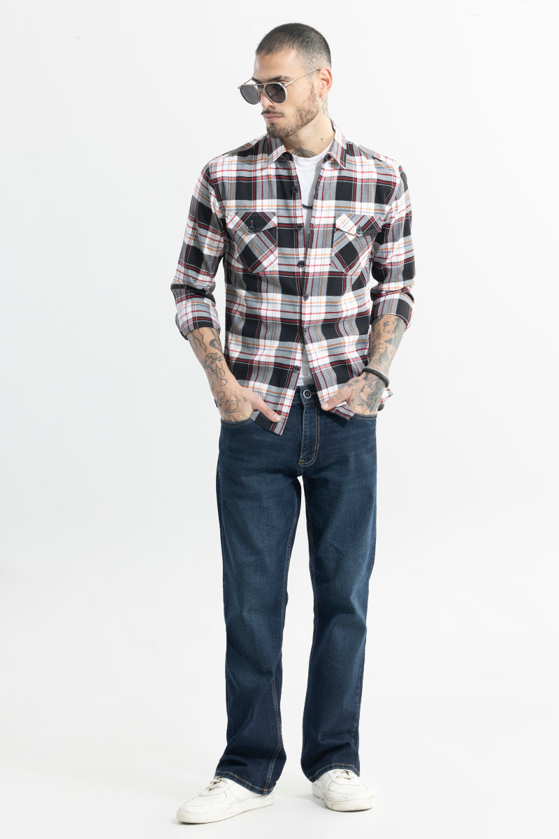 Grid Hatch Fog Grey Checks Shirt