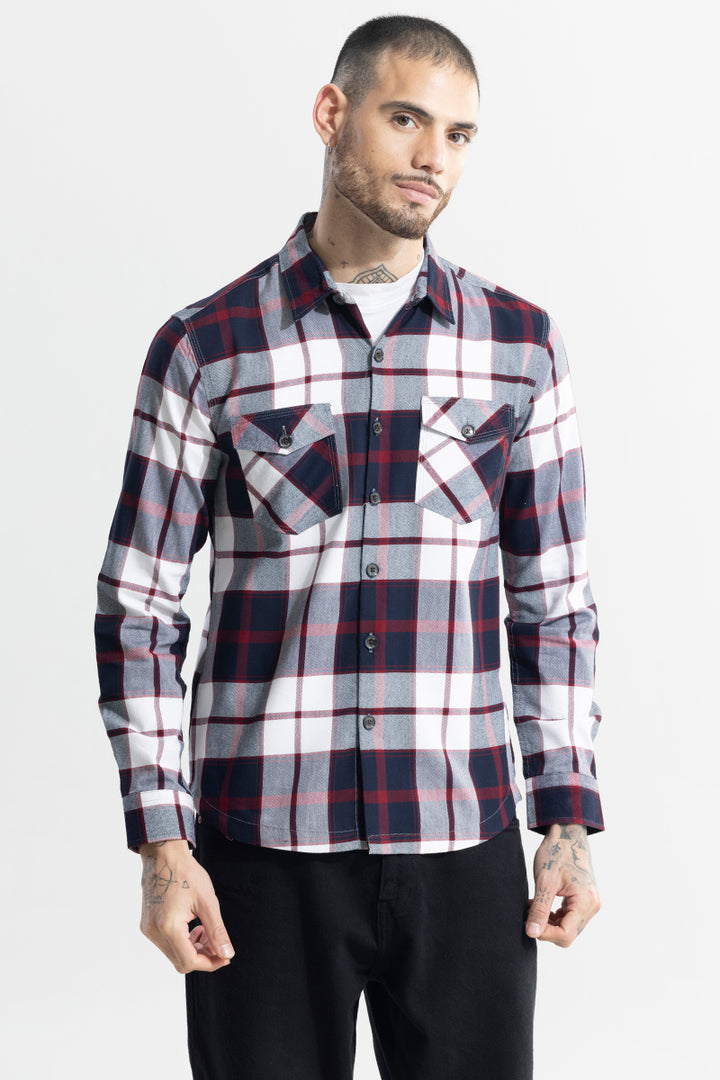 Grid Hatch Maroon Checks Shirt