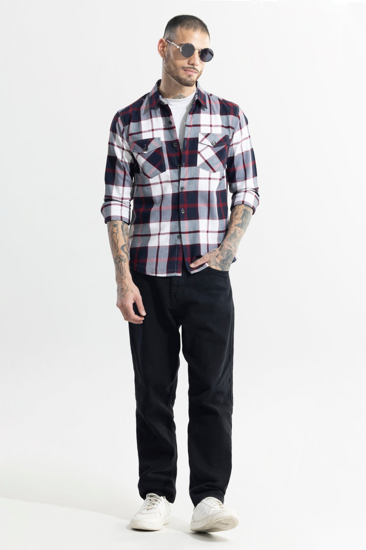 Grid Hatch Maroon Checks Shirt