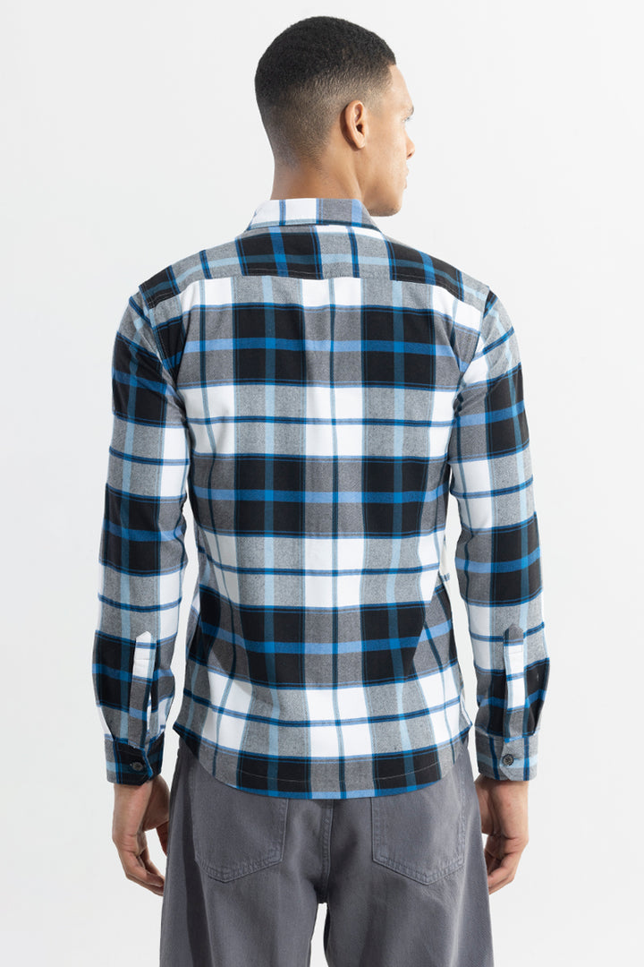 Grid Hatch Vivid Blue Checks Shirt