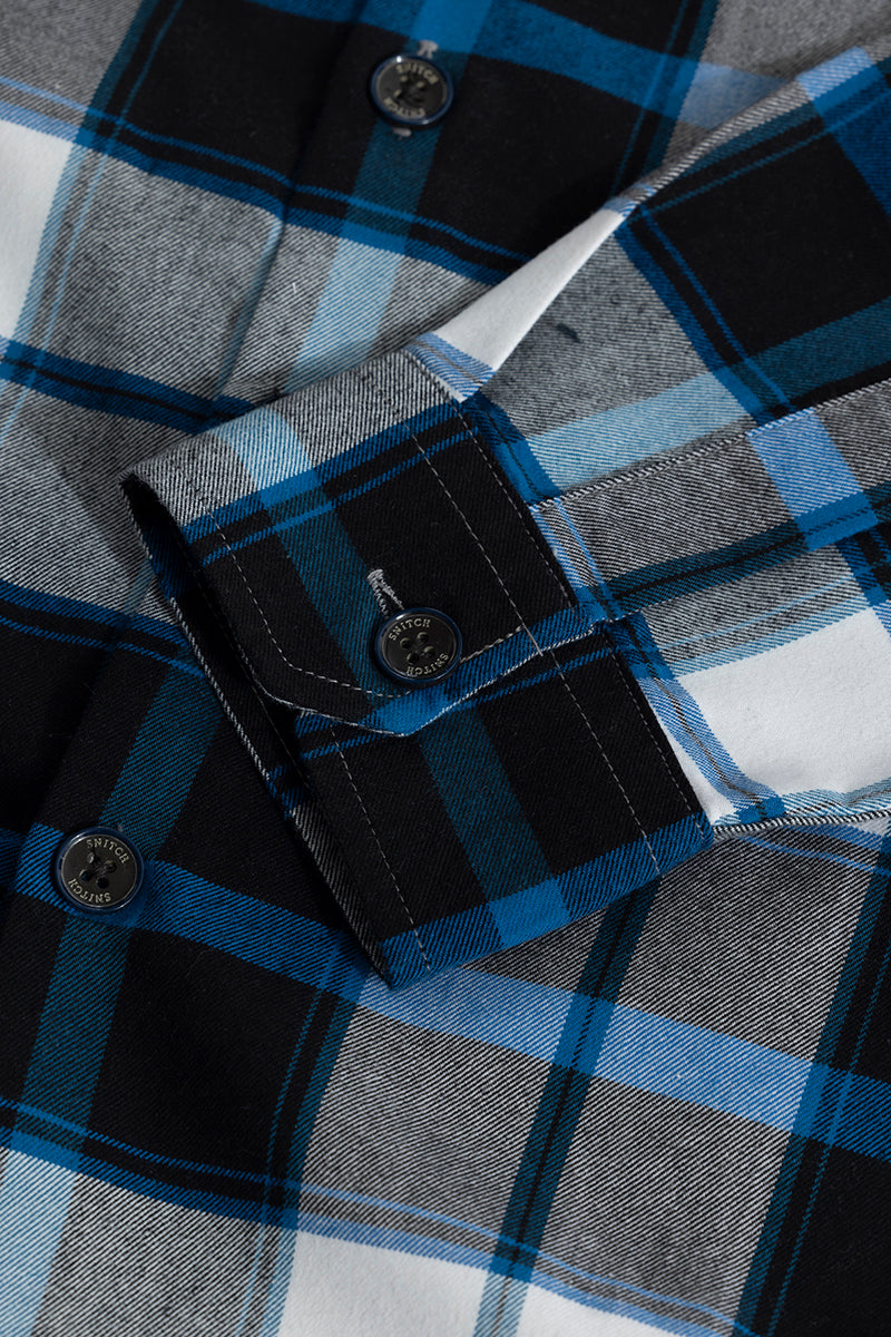 Grid Hatch Vivid Blue Checks Shirt