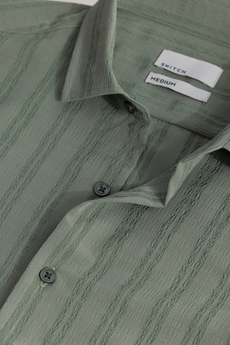 Stripy Leaf Green Shirt