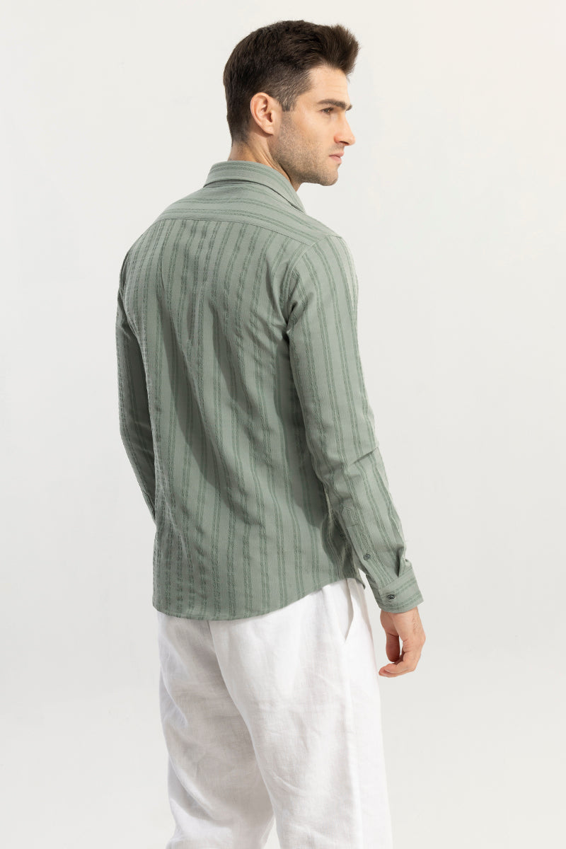 Stripy Leaf Green Shirt