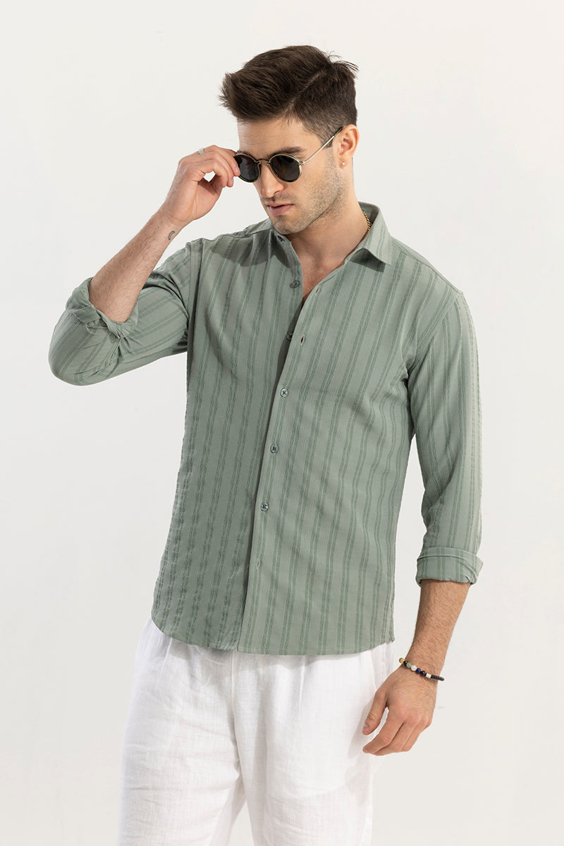 Stripy Leaf Green Shirt