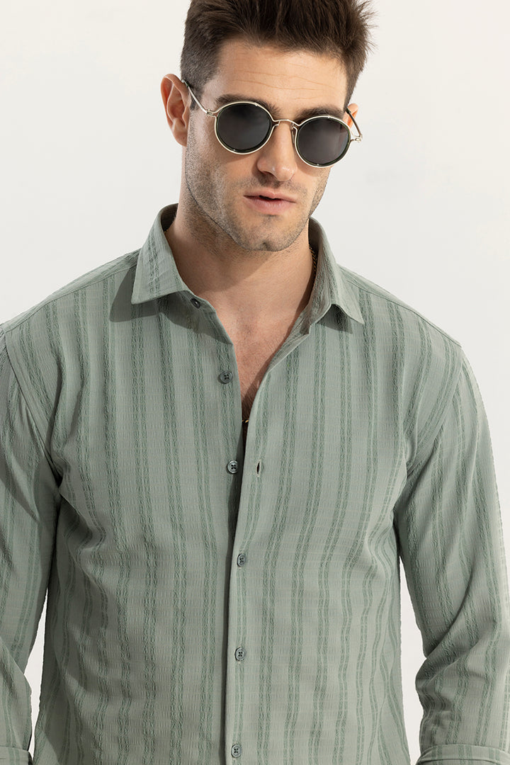 Stripy Leaf Green Shirt