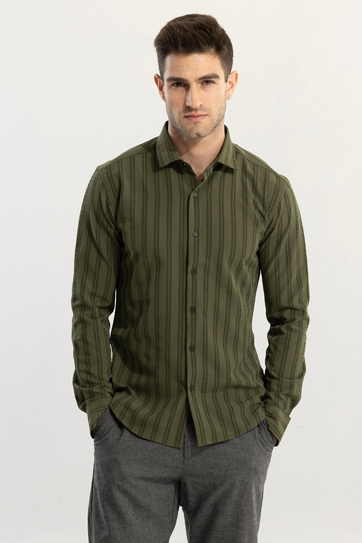 Stripy Dark Green Shirt