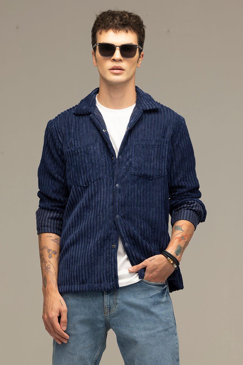 Plush Pulse Navy Overshirt