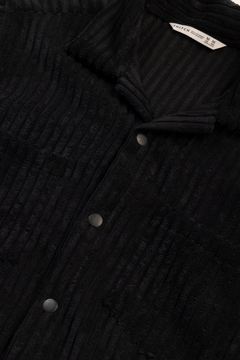 Plush Pulse Black Overshirt