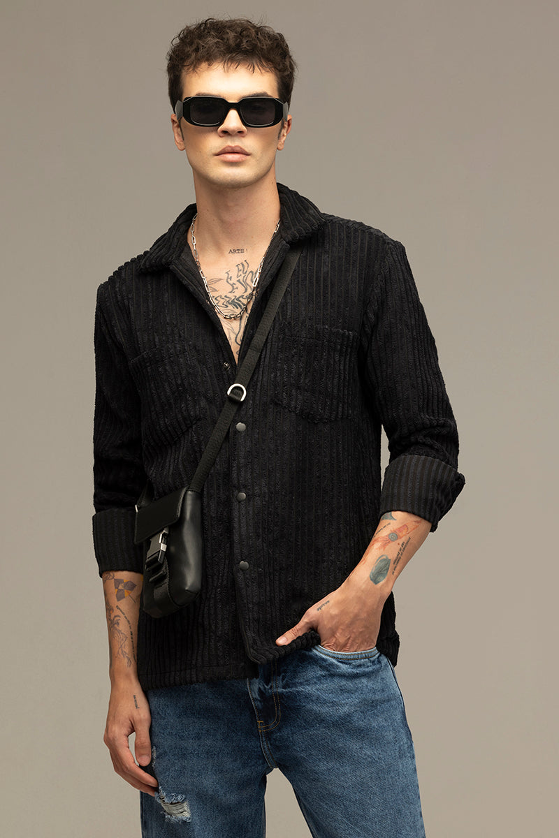 Plush Pulse Black Overshirt