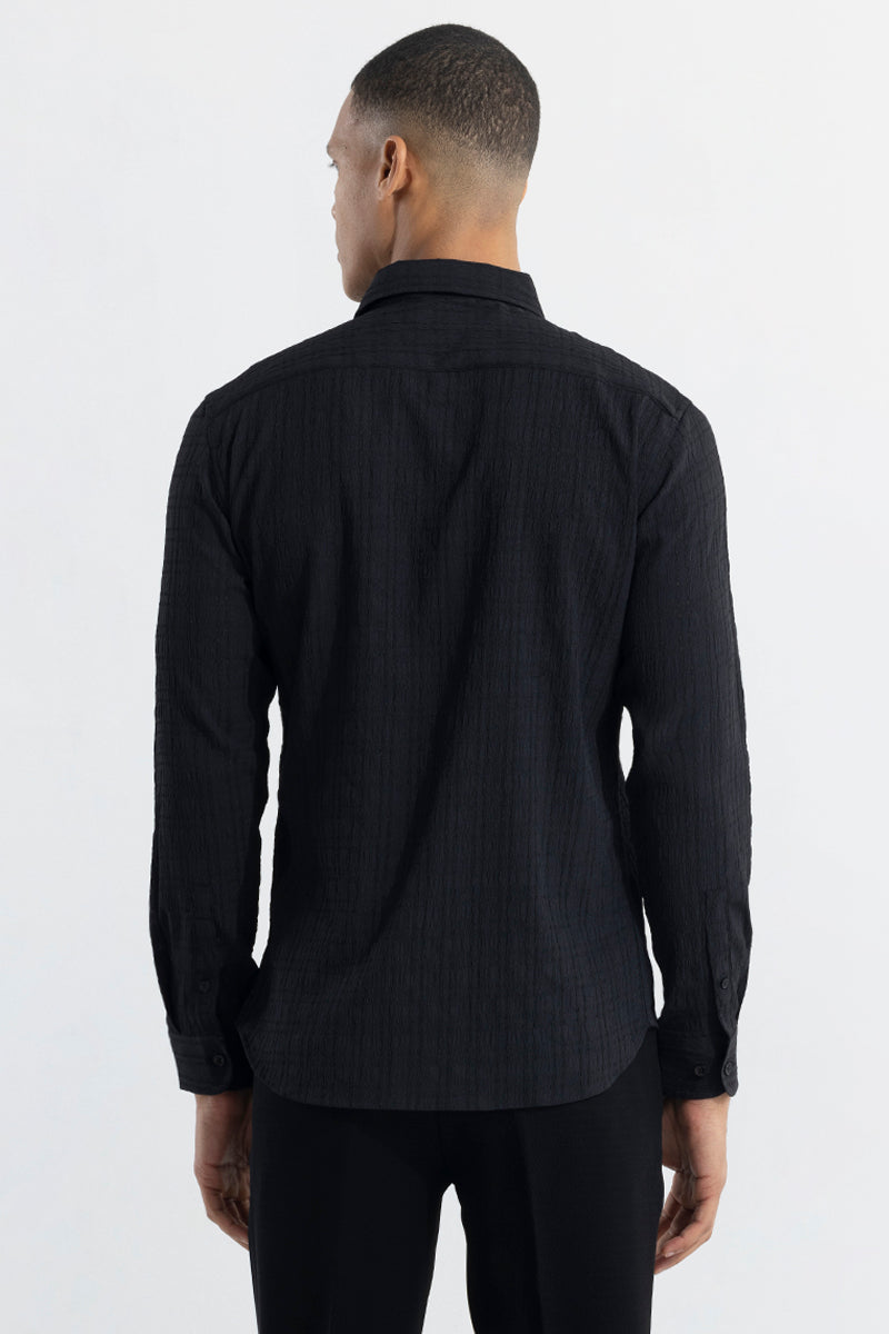 Buy Men's Scrunch Black Seersucker Shirt Online | SNITCH