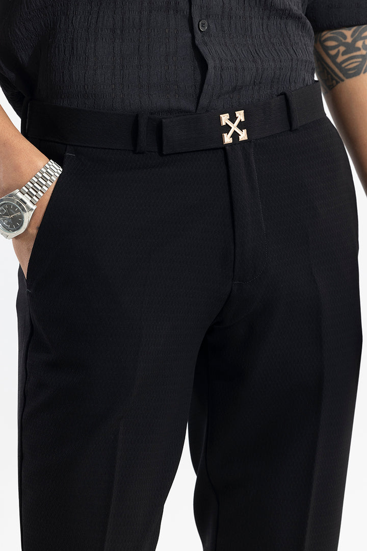 Savvy Black Checkered Trouser