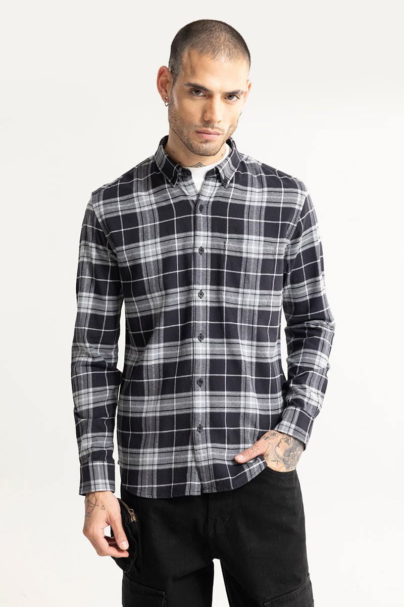 Buy Men's Cannon Checks Grey Shirt Online | SNITCH