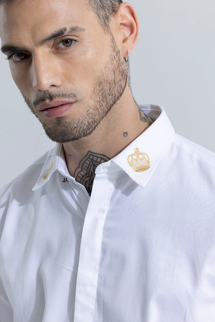 Crown Embroidered White Shirt