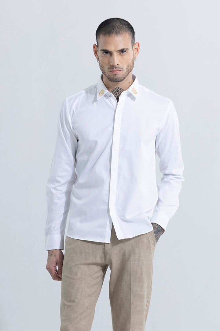 Crown Embroidered White Shirt