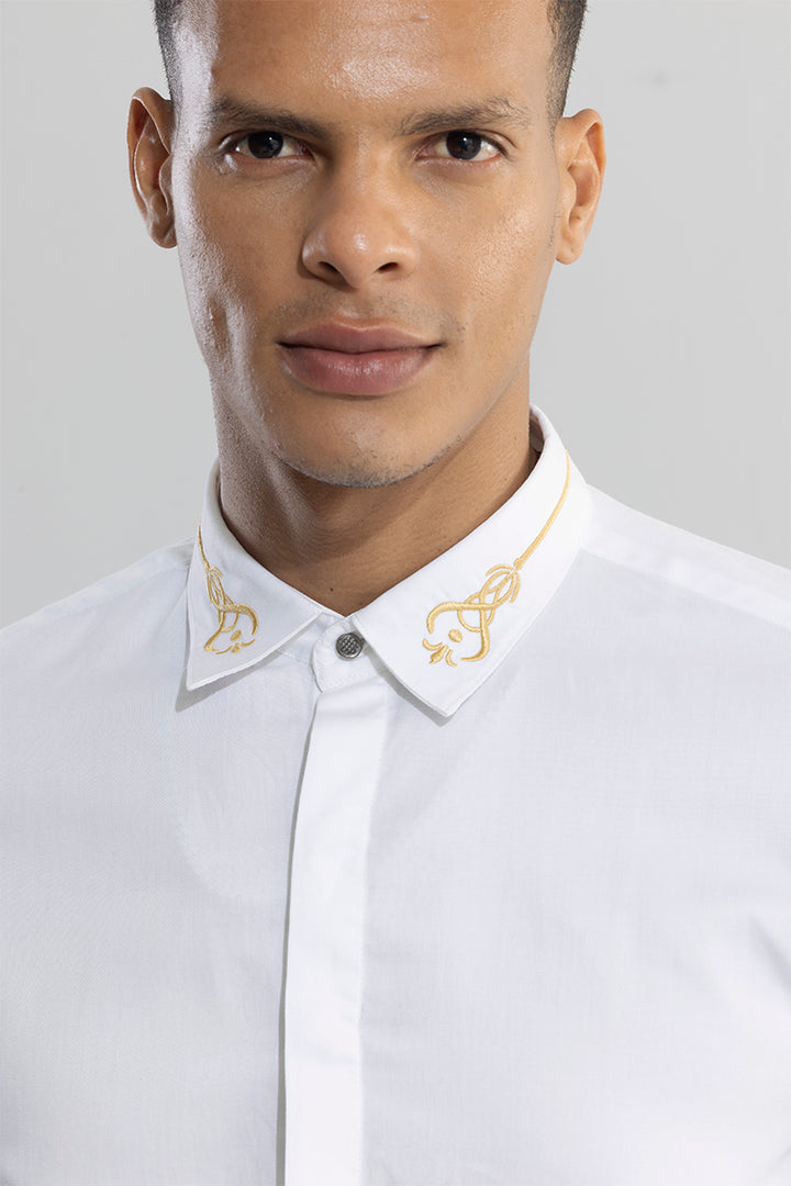 Ornament Embroidered White Shirt