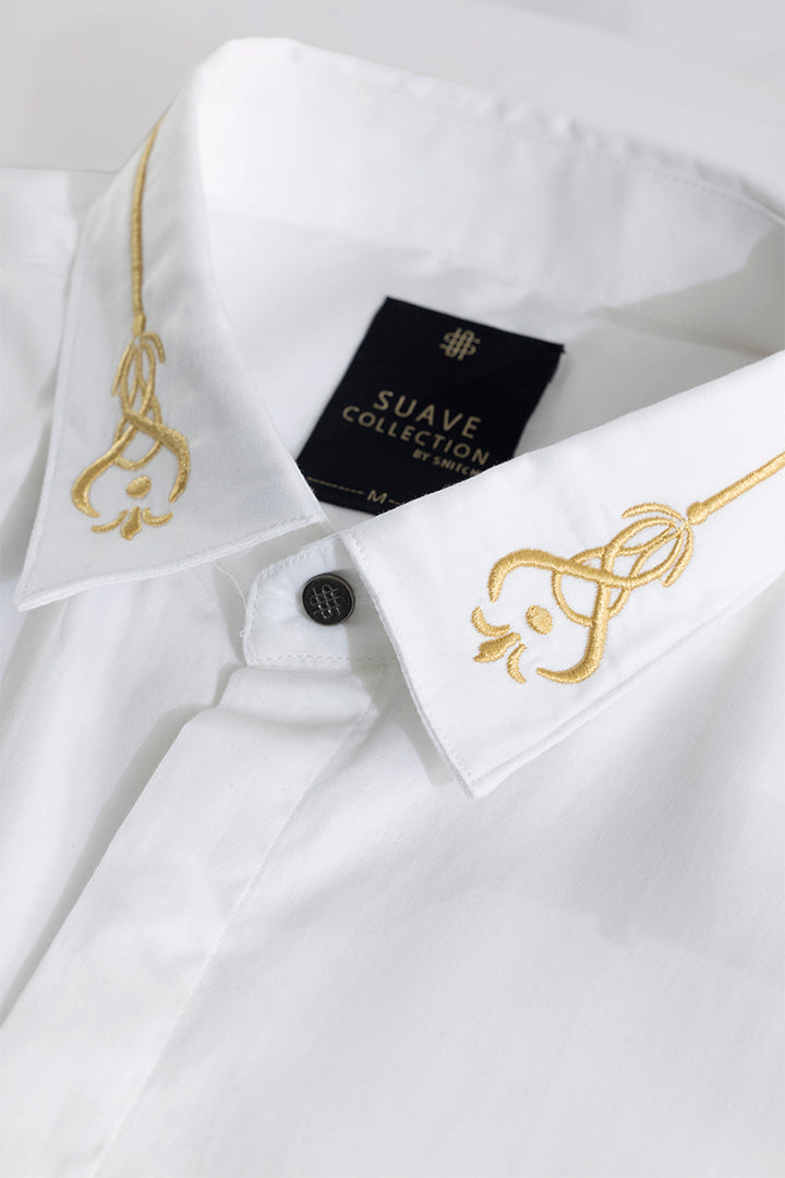 Ornament Embroidered White Shirt