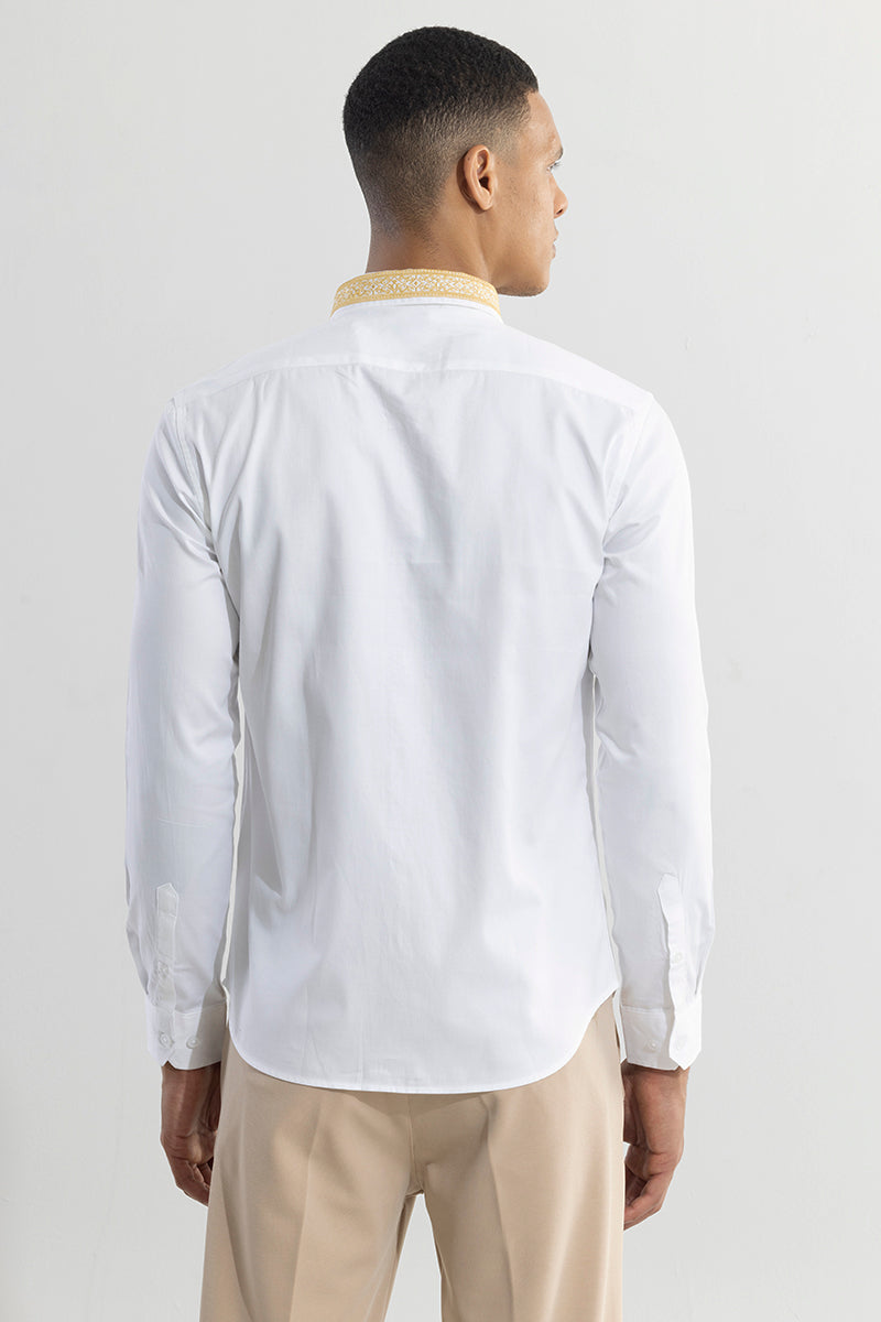 Diamond Shape Embroidered White Shirt