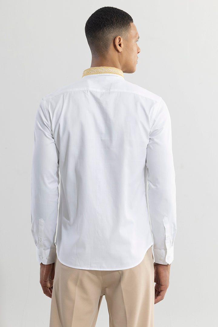 Diamond Shape Embroidered White Shirt