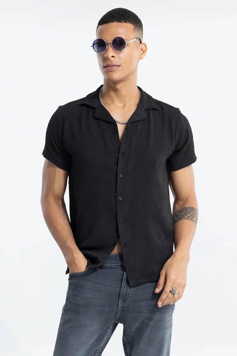 Selfdesign Floral Black Shirt