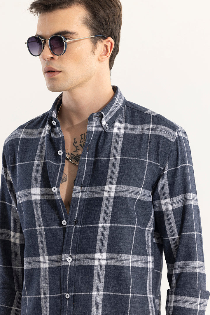 Widegrid Navy Checks Shirt