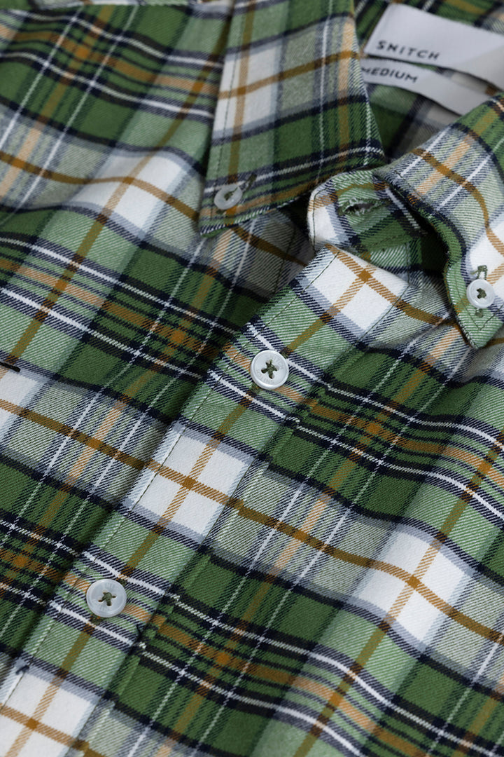 Boldsquare Basil Green Checks Shirt