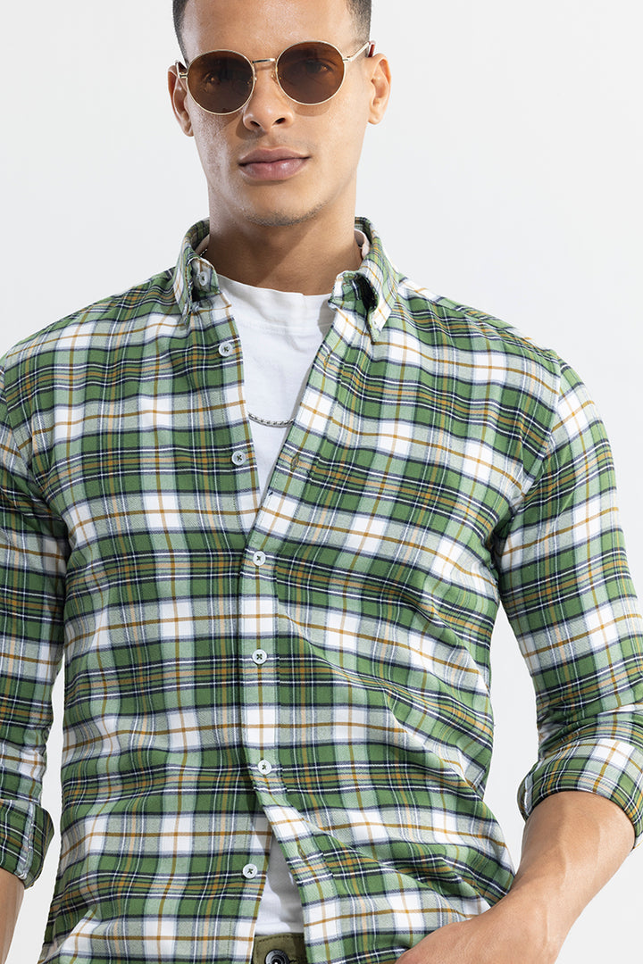 Boldsquare Basil Green Checks Shirt