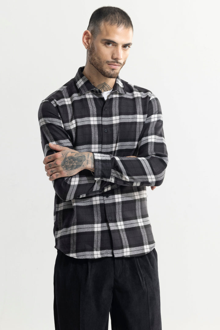 Cosmic Cube Black Flannel Checks Shirt