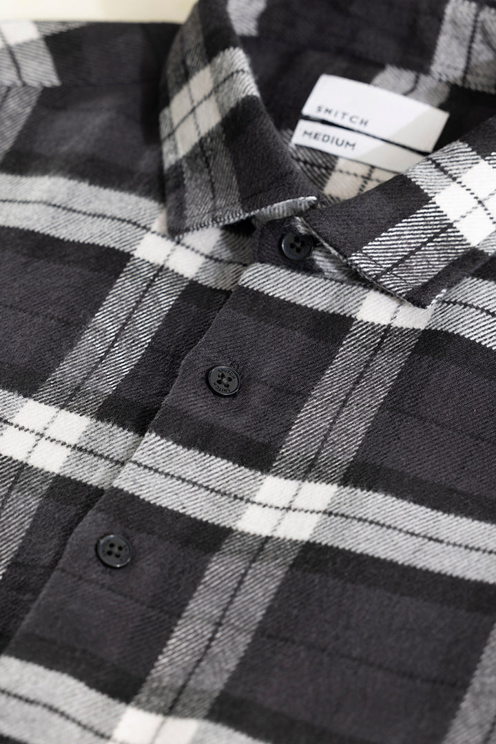 Cosmic Cube Black Flannel Checks Shirt