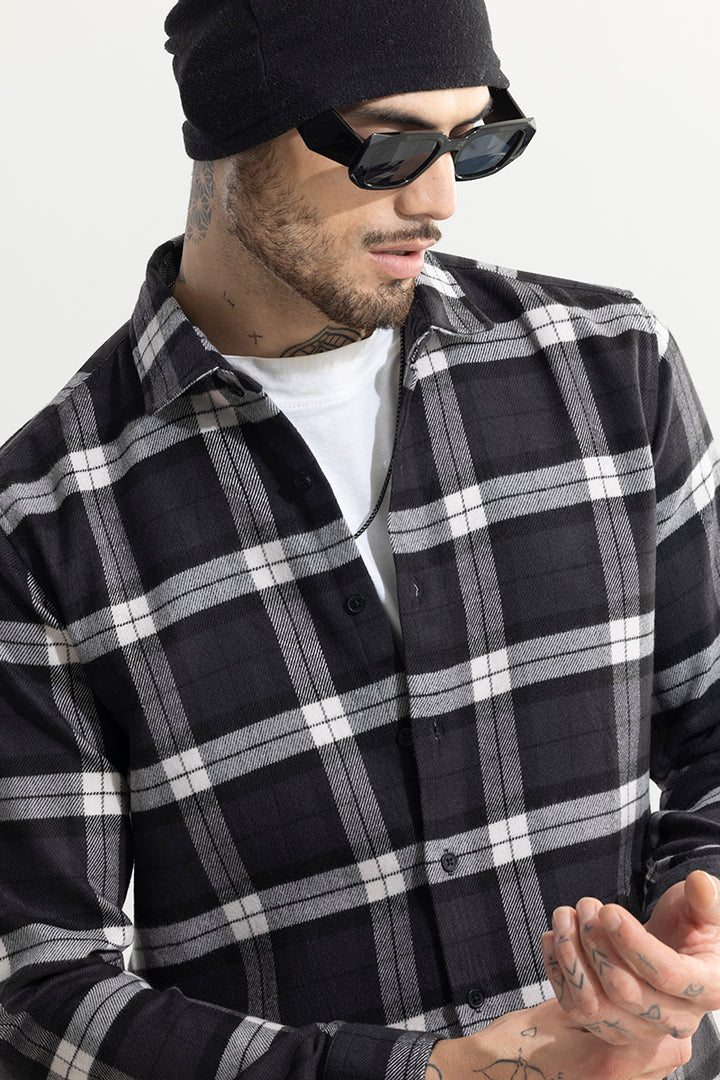 Cosmic Cube Black Flannel Checks Shirt