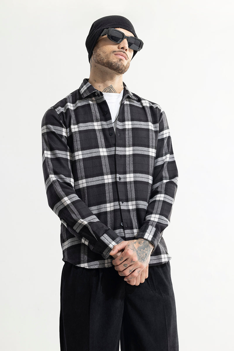 Cosmic Cube Black Flannel Checks Shirt