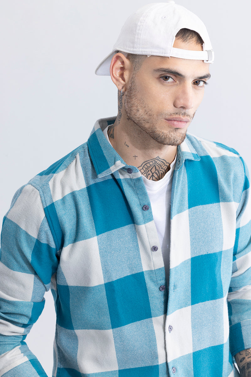 Buy Men's Checkmate Checks Blue Shirt Online | SNITCH