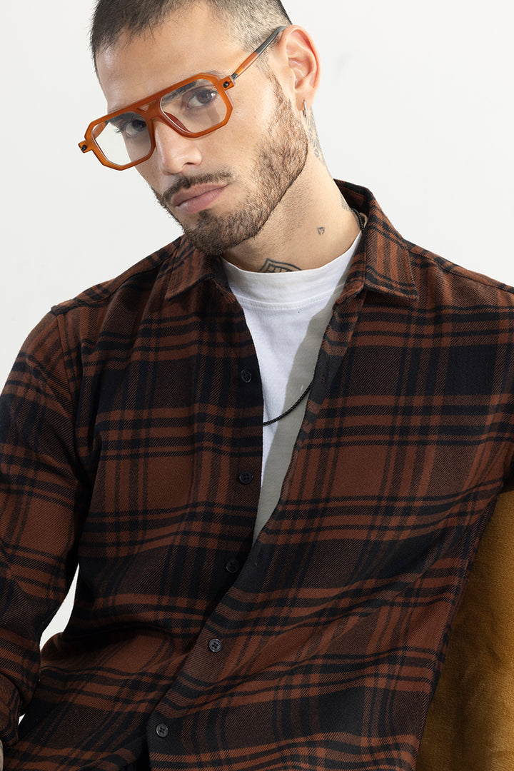 Tartan Grid Brown Checks Shirt