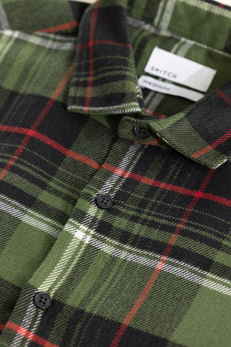 Bold Dupplin Flannel Checks Green Shirt